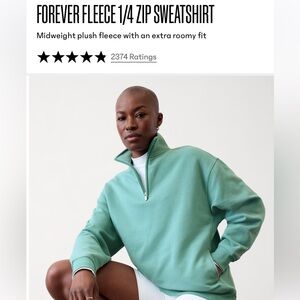 Athleta Green Forever Fleece Sweatshirt